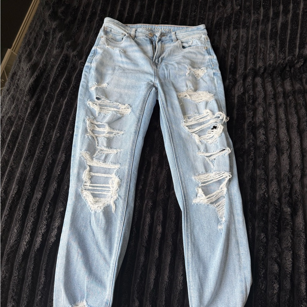 American Eagle Outfitters Blue Boyfriend Jeans Distressed